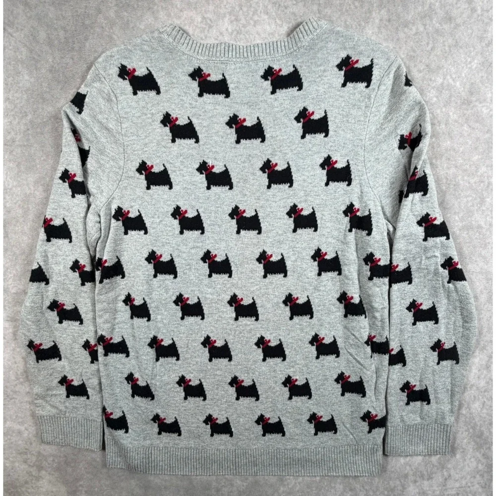 Charter Club Womens Large Sweater Gray Scottie Dog Scottish Terrier Christmas - Picture 2 of 9